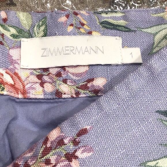 Zimmermann Blue Bellitude Flip Linen Floral Fluted Spring Peplum Mini Skirt - Picture 16 of 16